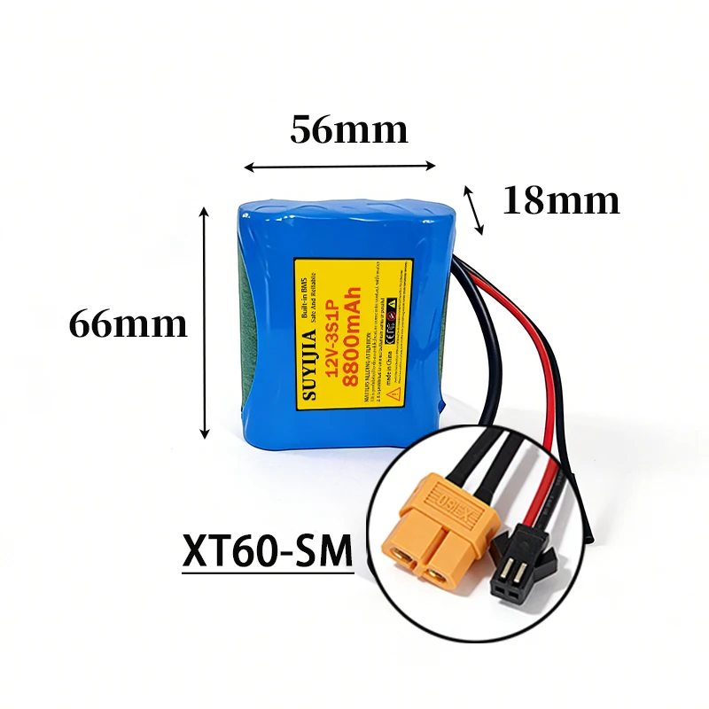 12V 8800mAh 3S1P nieuwe 18650 oplaadbare lithiumbatterij met ingebouwde BMS geschikt voor elektrisch gereedschap en elektrisch speelgoed