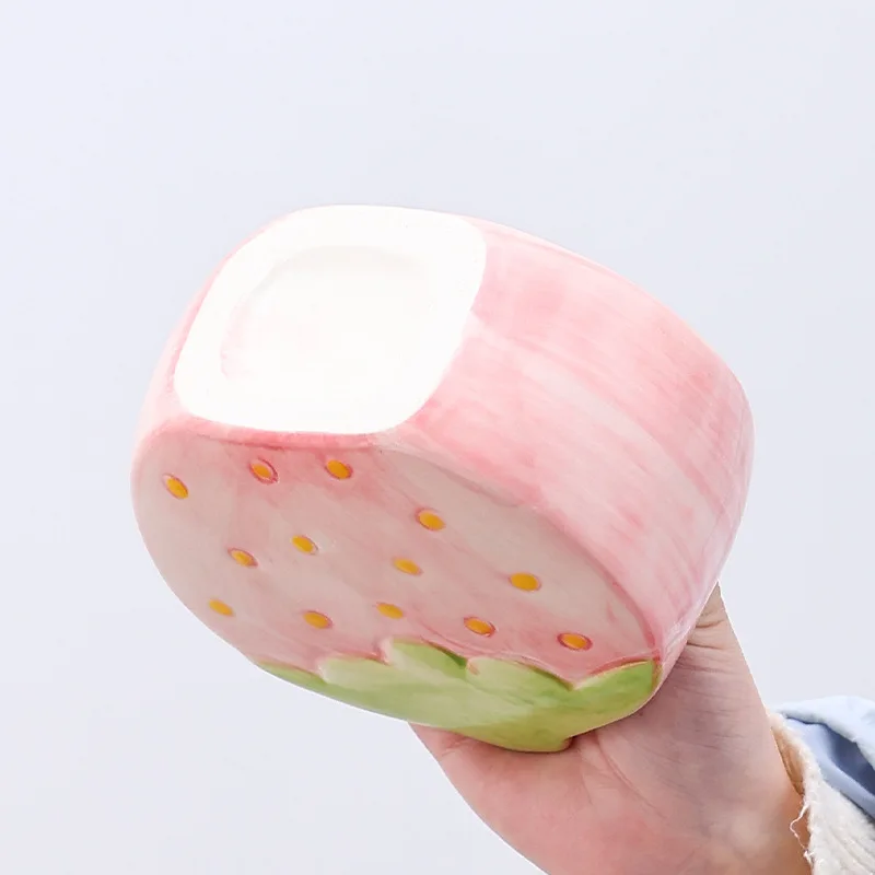 Cute Strawberry Makeup Brush Storage Bin Desktop Clutter Dressing Table Lipstick Cosmetics Office Pen Holder  Small Storage Rack