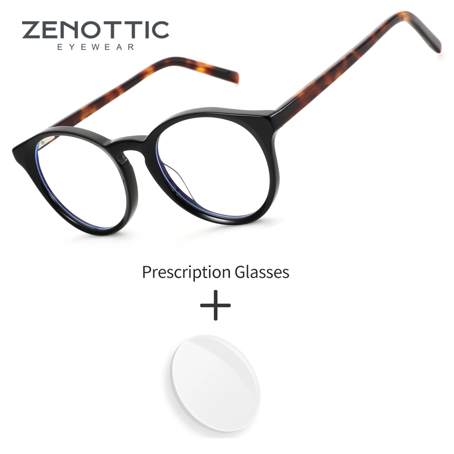 

ZENOTTIC (S Size) Women's Round Acetate Minus Prescription Glasses Anti Blue Light Correction Eyeglasses