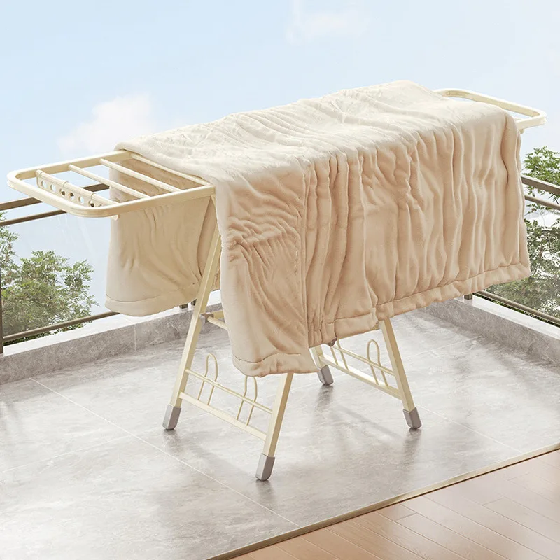 Folding Clothes Rack Floor To Ceiling Home Balcony, Indoor Clothes Rack Clothes Pole Bedding Drying Living Room Furniture