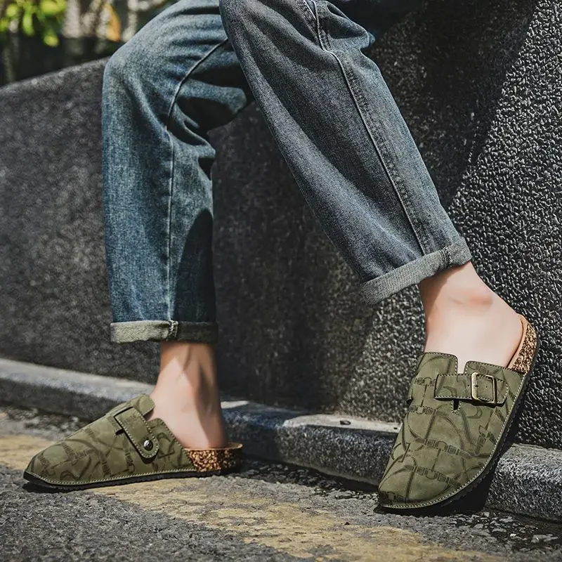 Men's Shoe Mules Flat Male Slipper Half Indoor House Walk Around Home Y2k Comfortable Pvc 2025 Style Fashion Trend Eva Slides