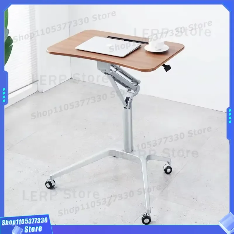 Portable Aluminum Laptop Stand Desk Height Adjustable Vertical Mobile Lift Table Rolling Cart for Notebook Computer