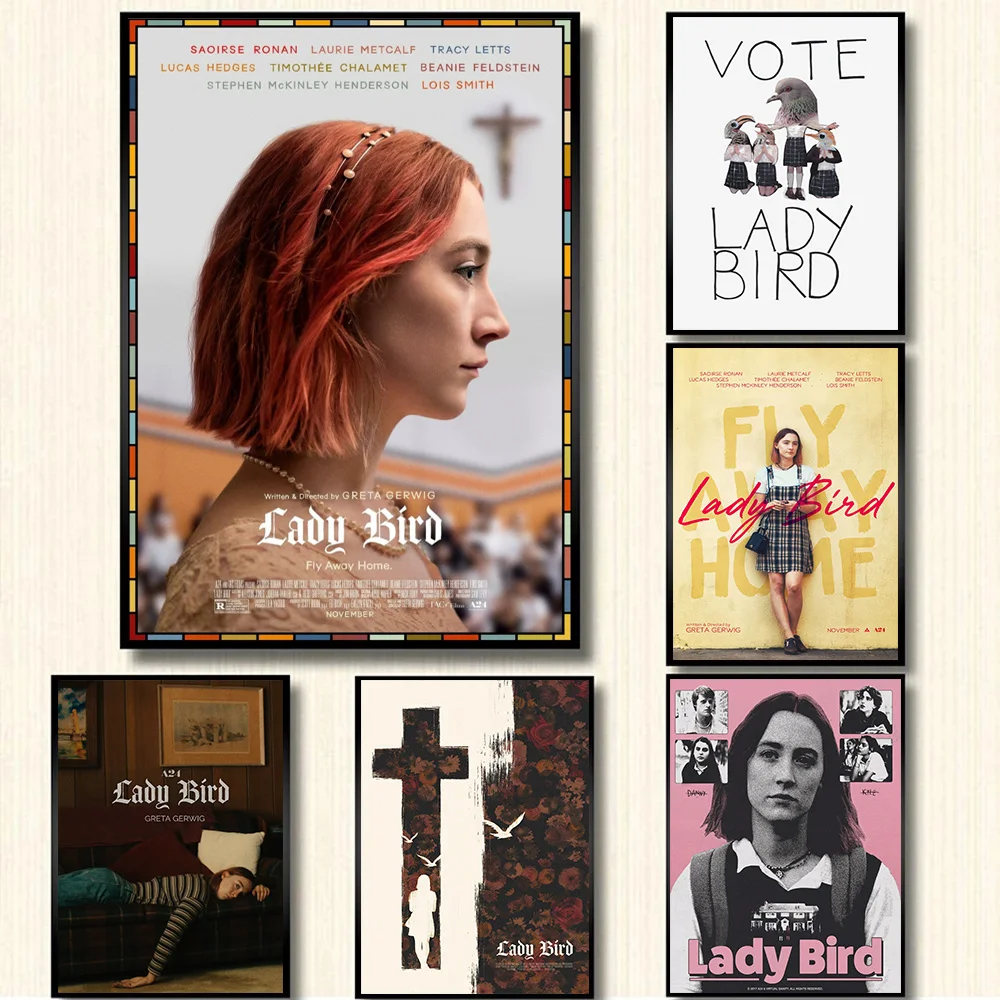 Classic Teenager Movie Lady Bird Vintage Film Poster Saoirse Ronan Wall Art pictures Canvas Painting Girl's Room Home Decor