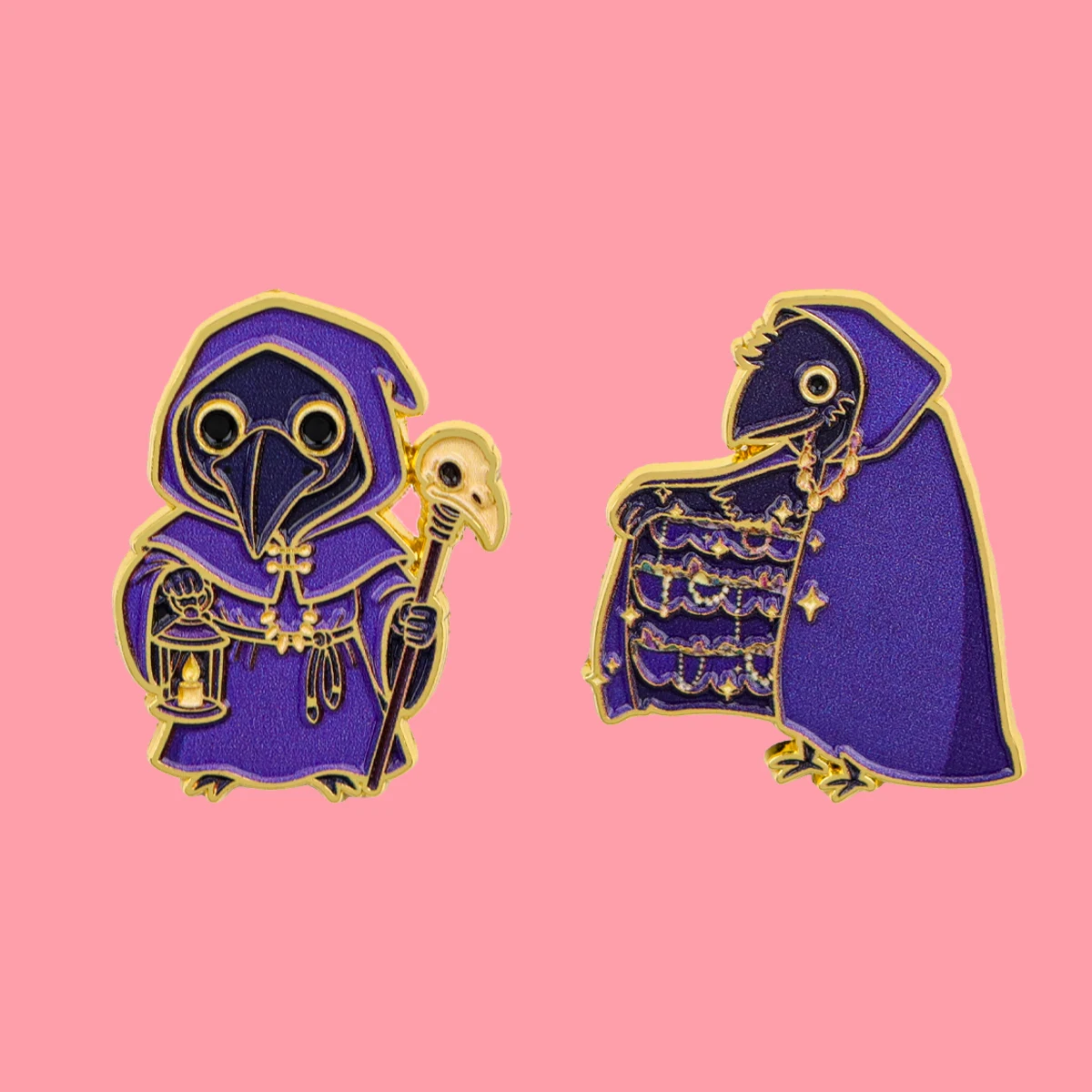 Plague Doctor Crow Enamel Pin Cool Purple Cloak Brooches Woman Men Backpack Accessories Bags Badge Lapel Jewelry Friends Gift