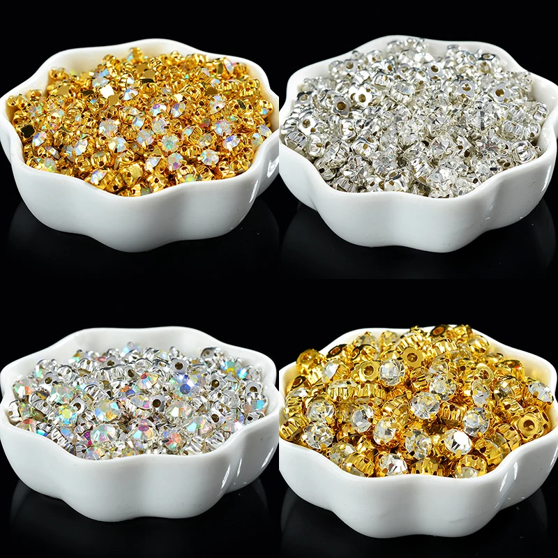 SS12-SS50 288-1440/Bags Sew On Round Rhinestones For Needlework DIY Glass Crystals Stones Sewing On Clothes Wedding Dress Crafts