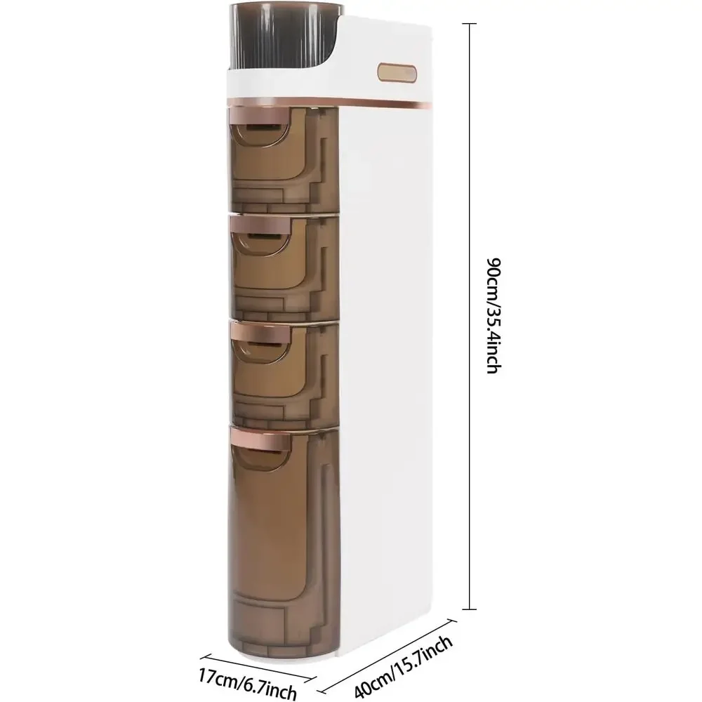 Narrow 4-Tier Plastic Bathroom Storage Cabinet with Multifunctional Toilet Paper Holder for Small Spaces and Organization