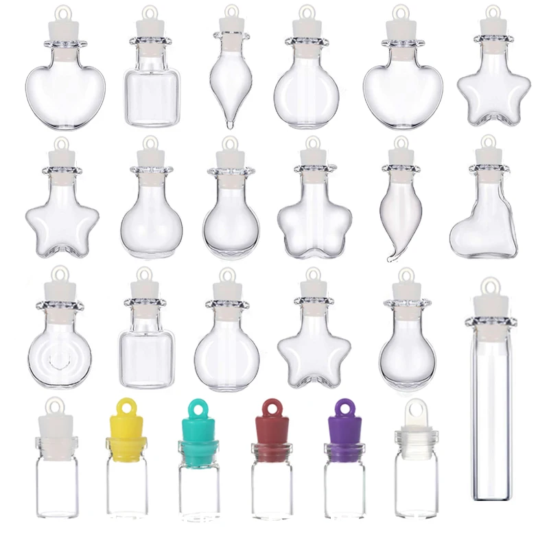 10PCS Small Glass Bottle  With rubber Stoppers Message Favor Containers Jewelry Tiny Wedding Vials