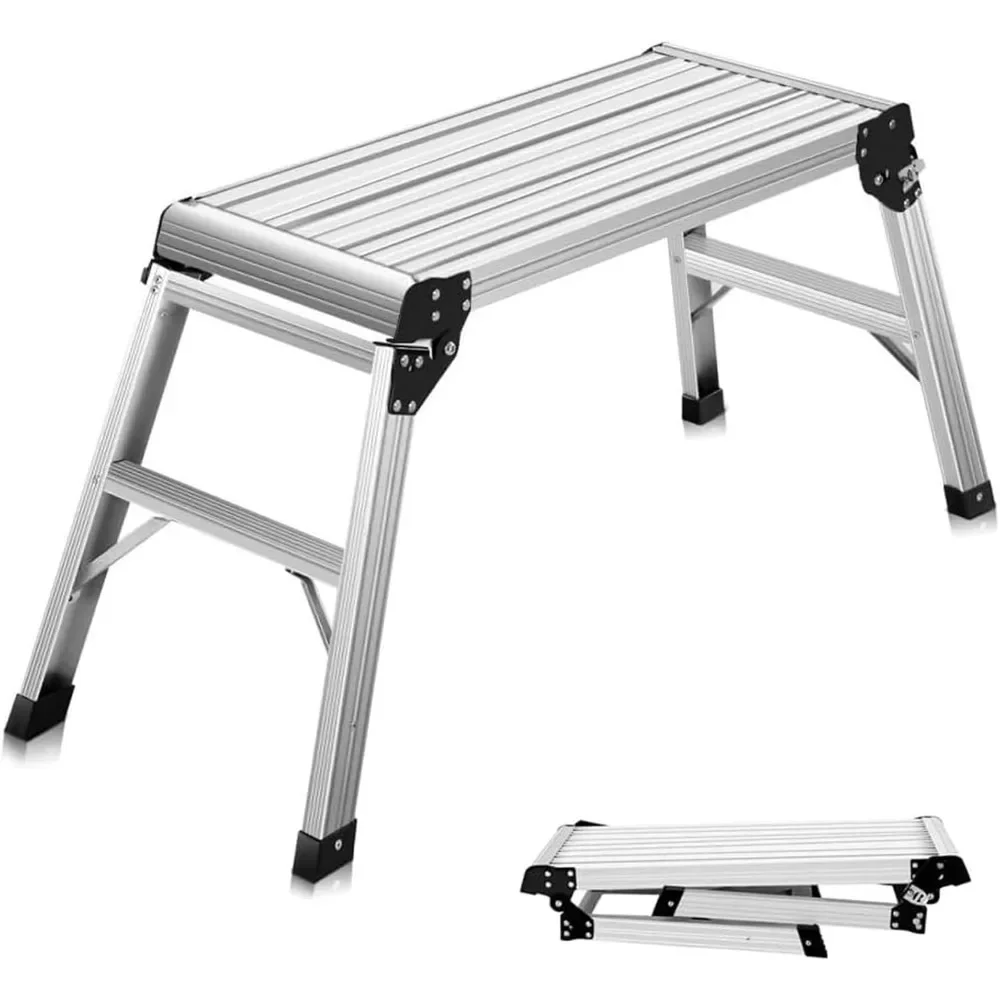 Step Stool Folding Ladder Portable Work Bench Aluminum Drywall Stool with Non Skid Rubber Platform Step with Max330 lbs Capacity