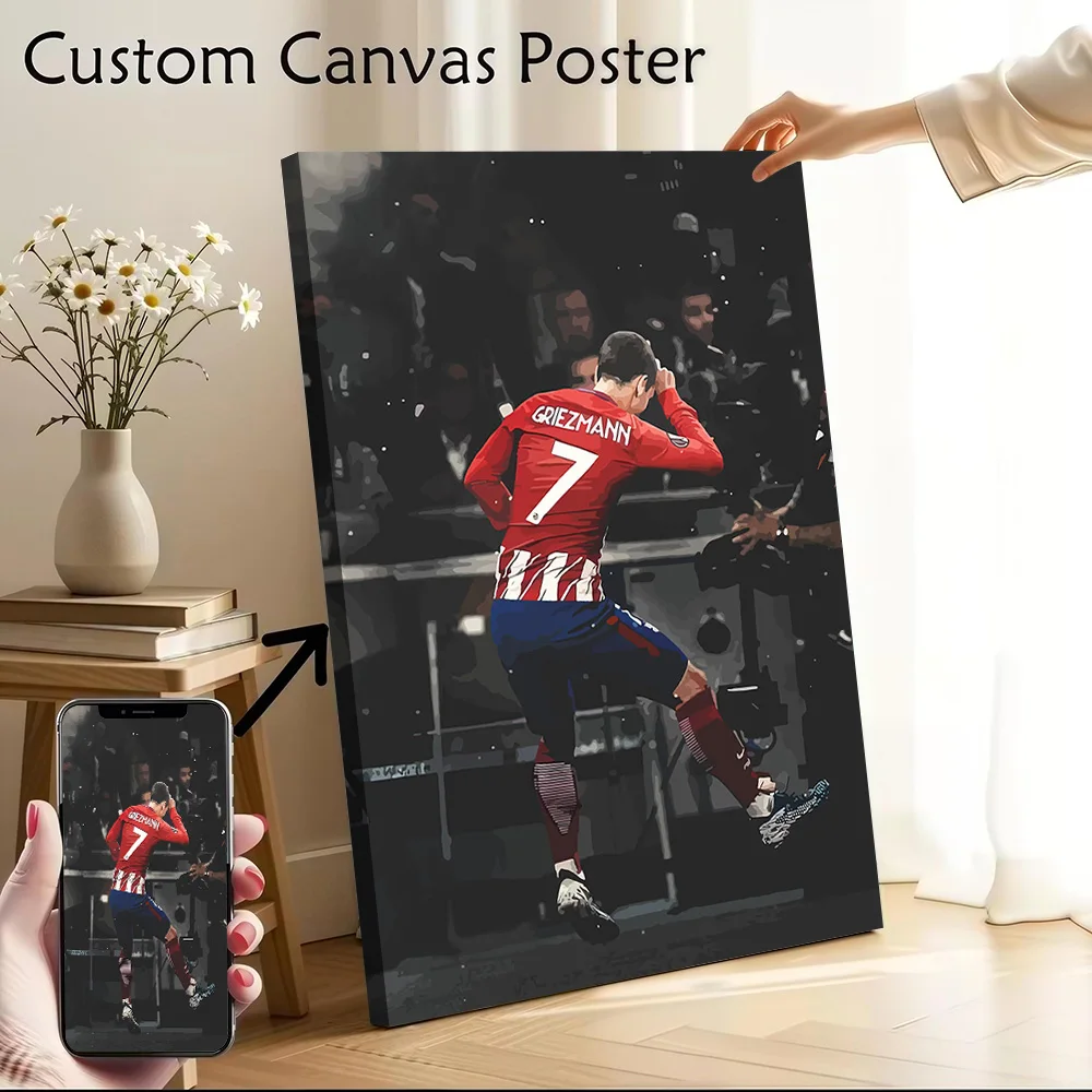 Póster en lienzo de Antoine Griezmann, imágenes personalizables, arte de pared, pintura en lienzo para decoración de sala de estar, pinturas decorativas