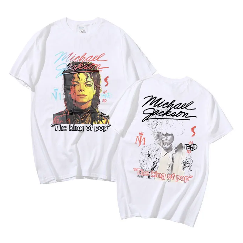 90s Classic Vintage Michael Jackson T Shirts Men Women Punk Rock Tshirt Streetwear Male Gothic Oversized Short Sleeve Black Tees