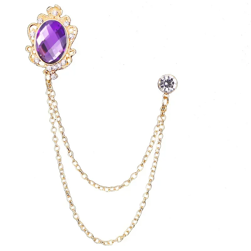 Luxuriöses Kristall-Quasten-Ketten-Brosche-Set – Persönlichkeits-Anzug-Abzeichen für Herren, Kleid-Corsage-Anstecknadel, Schmuck, elegante Krawatten-Accessoires – Detail 11