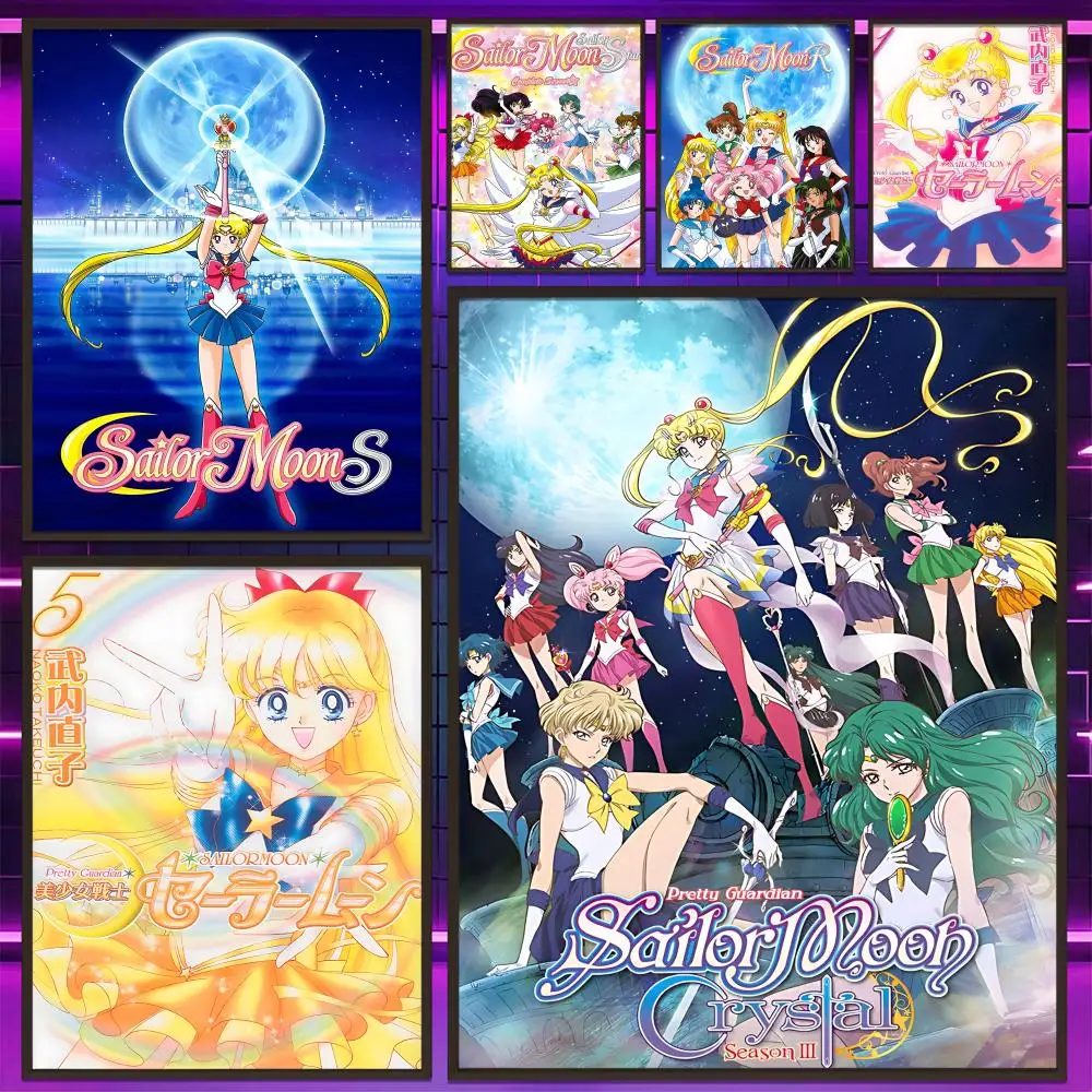 Anime S-Sailor Moon Poster Versatile HD Waterproof Wall Art Self-Adhesive Decor for Any Space Ideal Gift