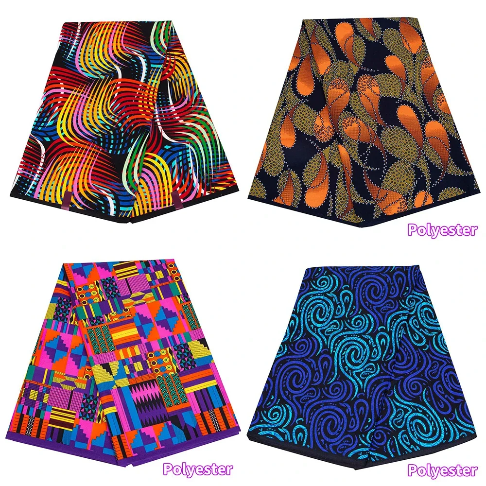 

3/6 Yards/lot African Kente Fabric Wax Batik Fabric Polyester Material DIY Handworking Cloth for Party Dress DIY S-16