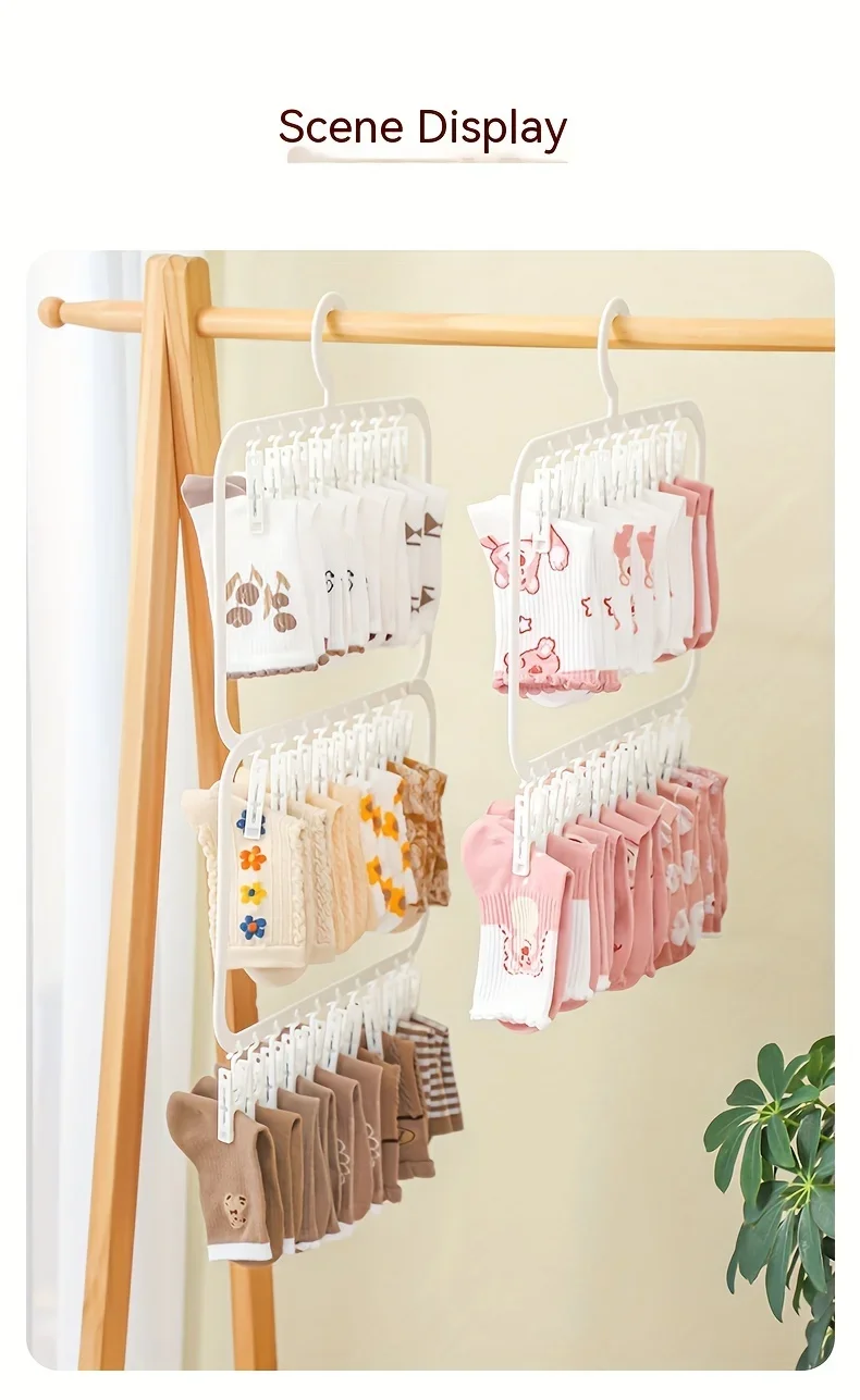 Multi-clip Socke Trocknen Rack Multi-funktionale Abnehmbare platzsparende Socken Unterwäsche Baby Speichel Handtuch Haushalt Lagerung Rack – Detail 9