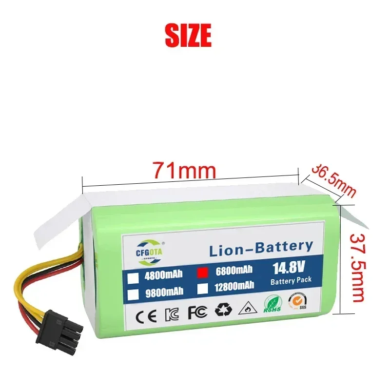 100% Original 14.4V 12800mah Li-Ion Battery  FOR Cecotec Conga 1290 1390 1490 1590 Stofzuiger Genio Deluxe 370 Gutrend Echo 520