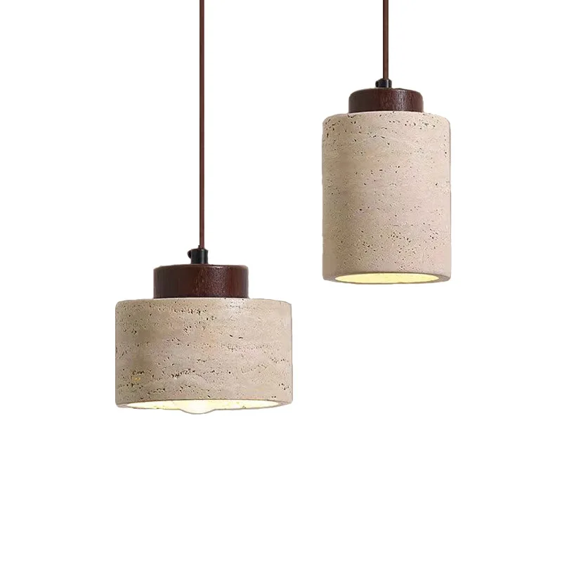 Natural Yellow Cave Stone Pendant Light Japanese Wabi Sabi Style Decor Restaurant Bar Counter Living Room Study Room Droplight