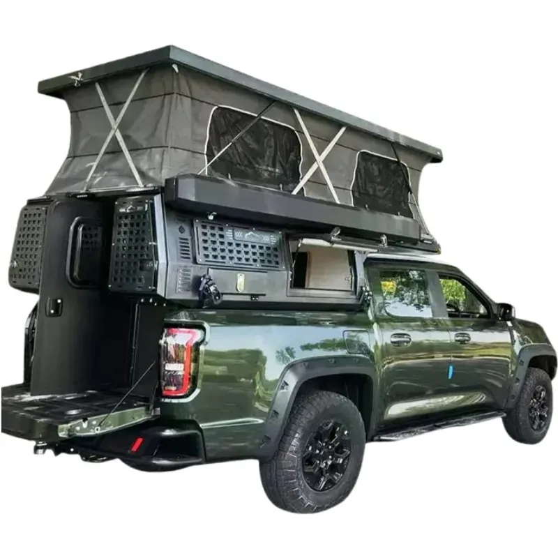 Outdoor Camping Hard Shell Roof Top Tent with Pickup Truck Canopy Aluminum Pop-Up Campers Tents