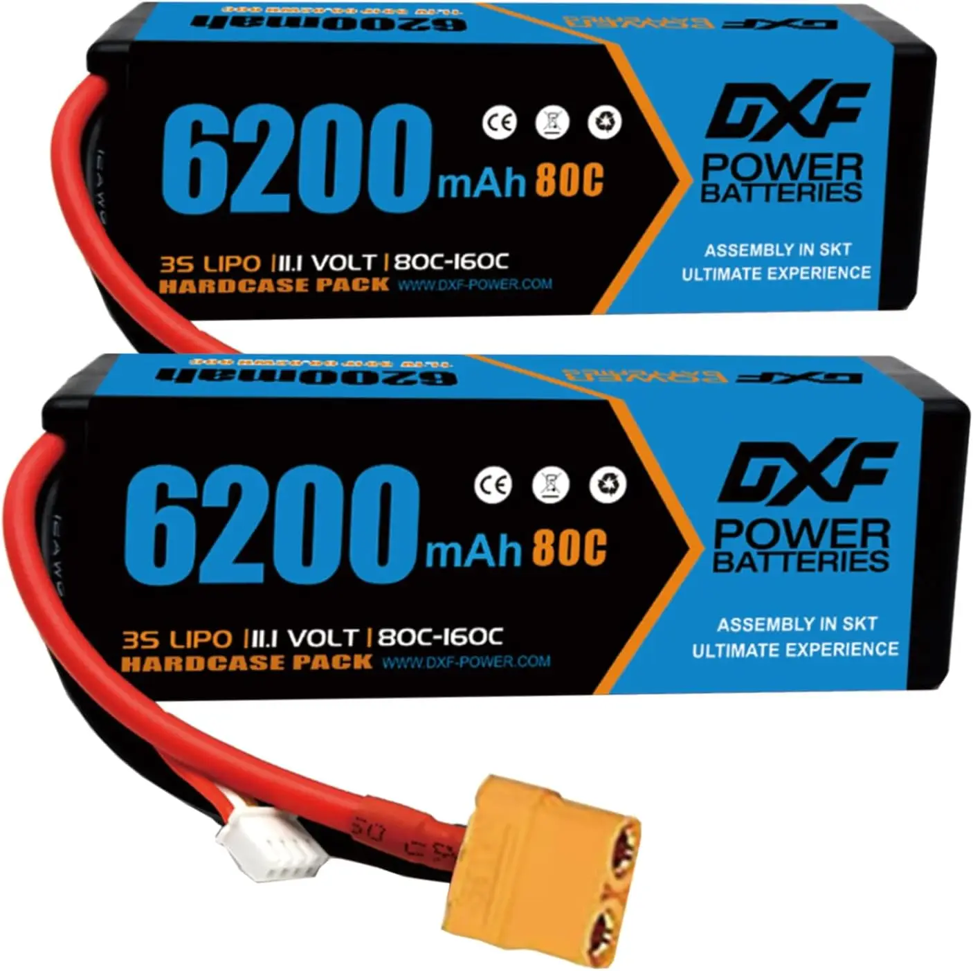 DXF 3S Lipo Battery 11.1V 6200mAh 80C with XT90 Plug Hardcase for 1/8 Buggy Truggy Offroad Car Boat Truck Airplane UAV RACIN