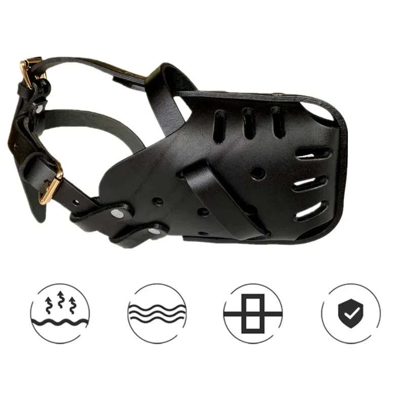 Real Leather Dog Basket Muzzle Dogs Traning Masks Anti Bite Pet Mouth Cage For Small/Large Dog Pitbull Labrador German Shepherd