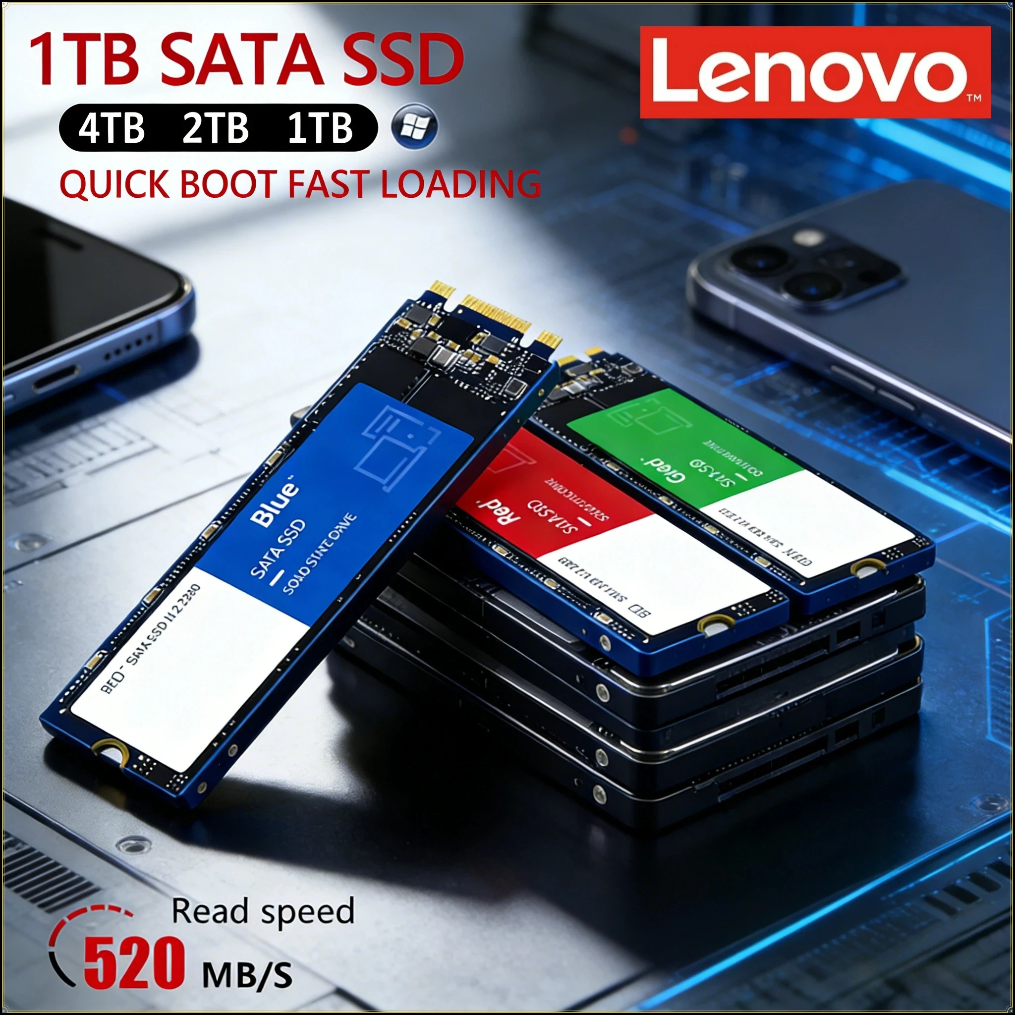 

Новый твердотельный накопитель Lenovo M.2, высокоскоростной SSD 2 ТБ/1 ТБ, внутреннее хранилище для ускорения производительности