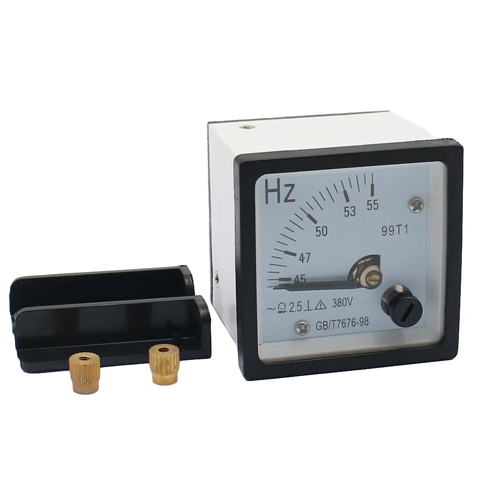 99T1-Hz Pointer type AC 100/220V/380V Analog Panel Frequency Meter Tester Gauge Hertz Indicator 45-55Hz 45-65Hz 55-65Hz 48x48mm