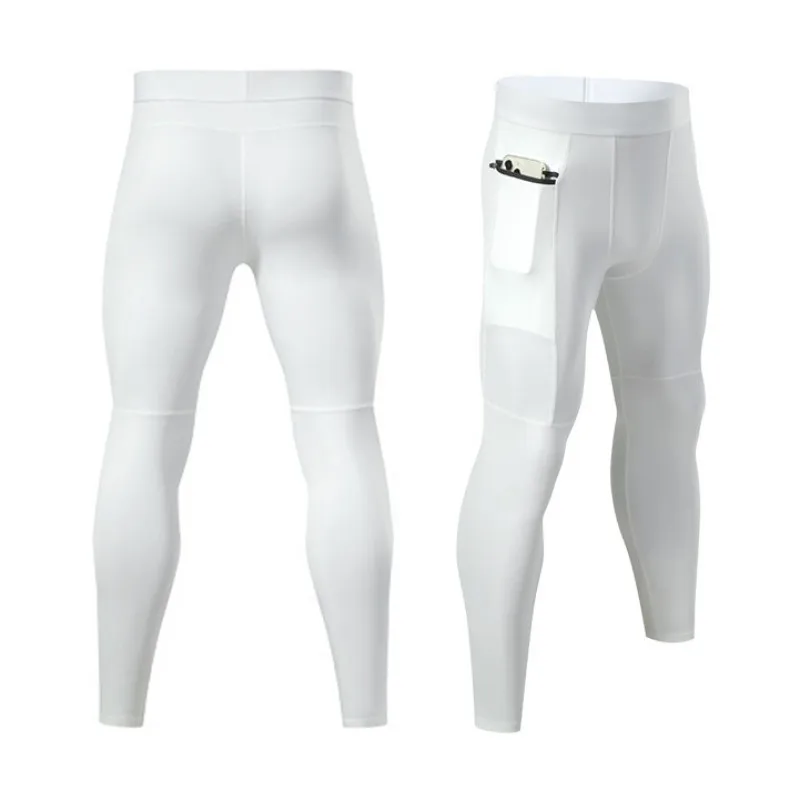 Pantalon de sport à compression pour homme, leggings de course, séchage rapide, collants de fitness, entraînement, entraînement, fjdehors, poche zippée