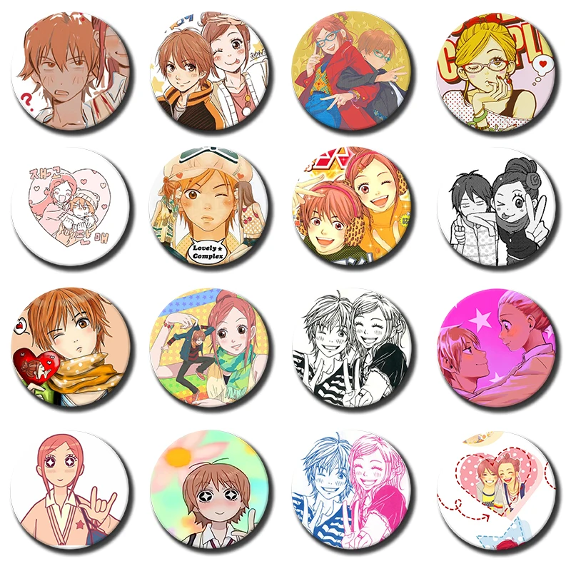 Broche de Anime Romántico y Encantador, Koizumi Risa, Otani Atsushi, Insignia de Dibujos Animados, Adorno para Mochila, Accesorio, Pin Redondo Exquisito