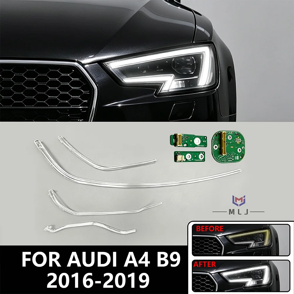 Angel Eyes For Audi A4 A4L B9 S4 2016-2019 LED Headlight DRL Guide Plate Light Guide Tube Light Source Chip Headlamp Repair Part