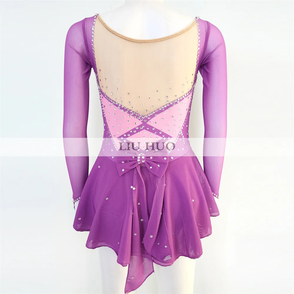 LIUHUO Ice Dance Figure Skating Dress Women Girl Teen Customize Costume Performance Competition Leotard Roller Children