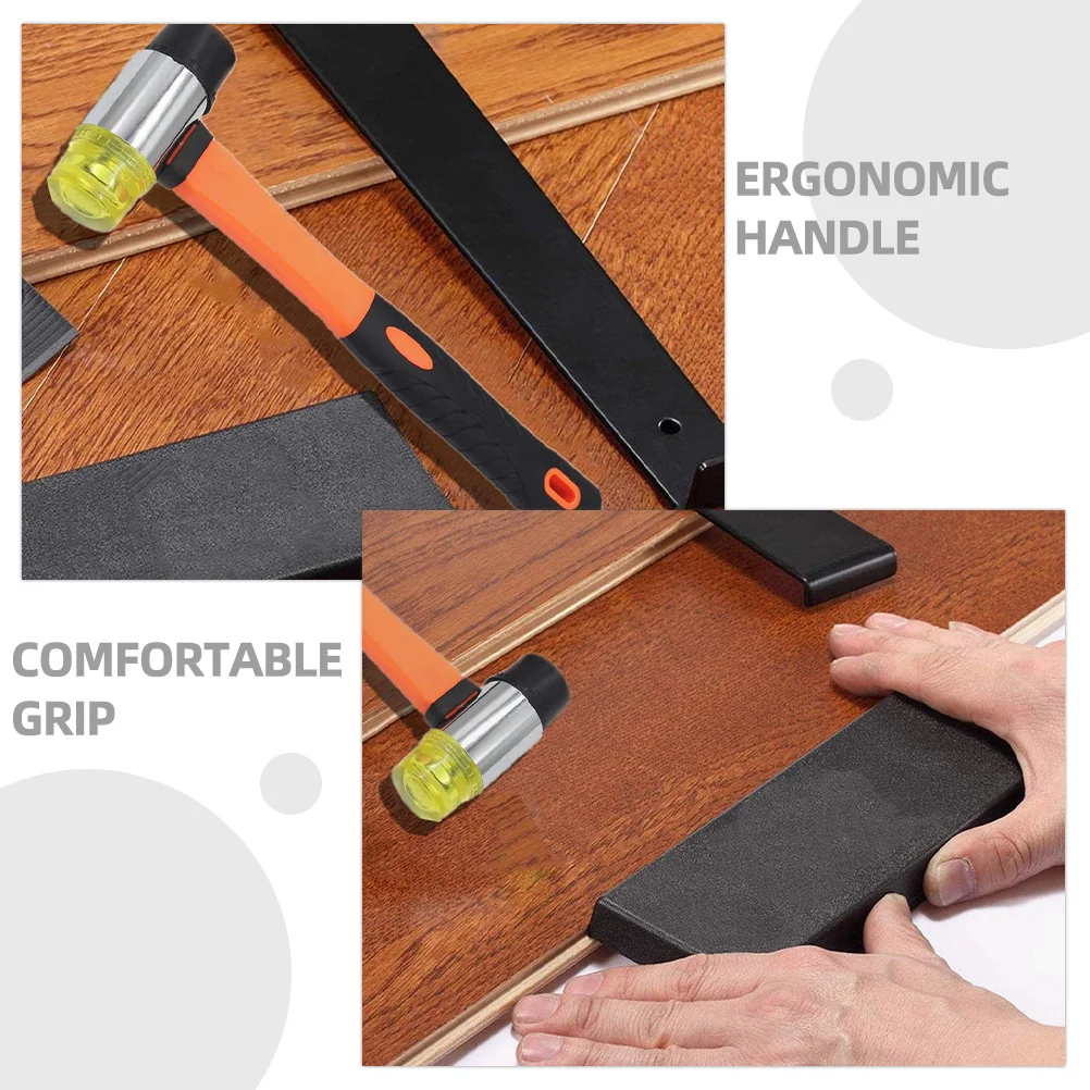 Zestaw narzędzi do montażu podłóg: drążek do wciągania, hak do mocowania, blok do wbijania, narzędzie do wyciskania szczelin, twardy drążek do wciągania do laminatu, drewna i płyt winylowych.