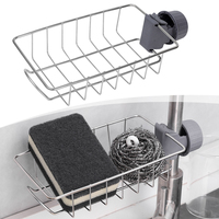Kitchen Stainless Steel Sink Drain Rack Sponge Towel Rag Faucet Storage Holder Soap Drainer Shelf Basket Bathroom Organizer