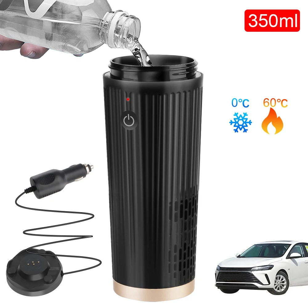 Water Warmer Bottle 350ML LCD Display Car Cooling Heating Cup Heat Preservation Electric Kettle 12V 0° C-60 ° C Cooling/heating