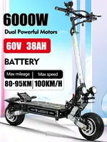 EU 2025 ZO01 PRO 6000W 60V 38AH Dual Motor Electric Scooter 11 Inch Road Tyres Max Speed 95km/h Max Range 95km Foldable Escooter
