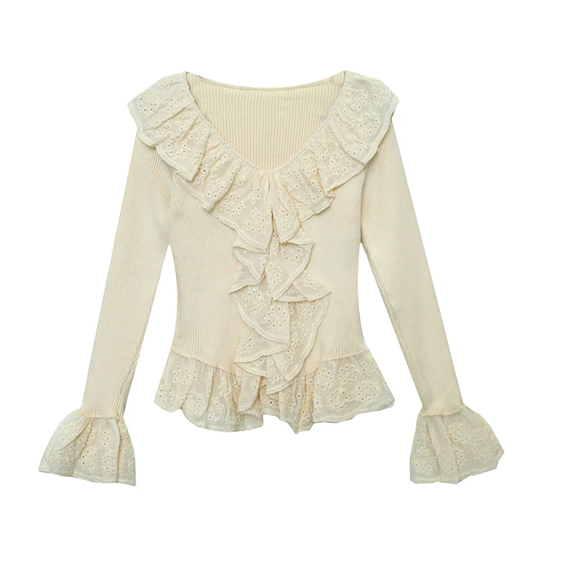 เสื้อไหมพรมคอวีทรงเข้ารูปสำหรับผู้หญิง ดีไซน์ผ่าข้าง สไตล์เกาหลี เหมาะสำหรับใส่ทำงาน ให้ลุคทันสมัย