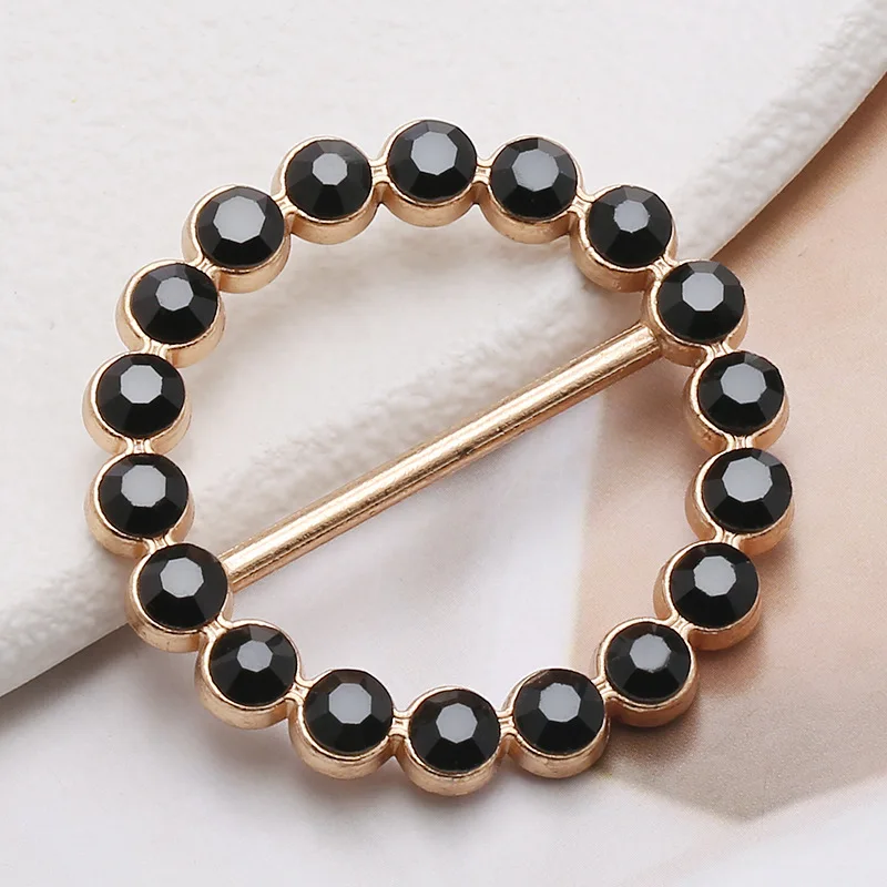 1PCS Round Metal Knotted Corner Buckles High-end Rhinestones Decor Scarf Buckle T-shirt Knot Buckle Hem Shawl Fastener