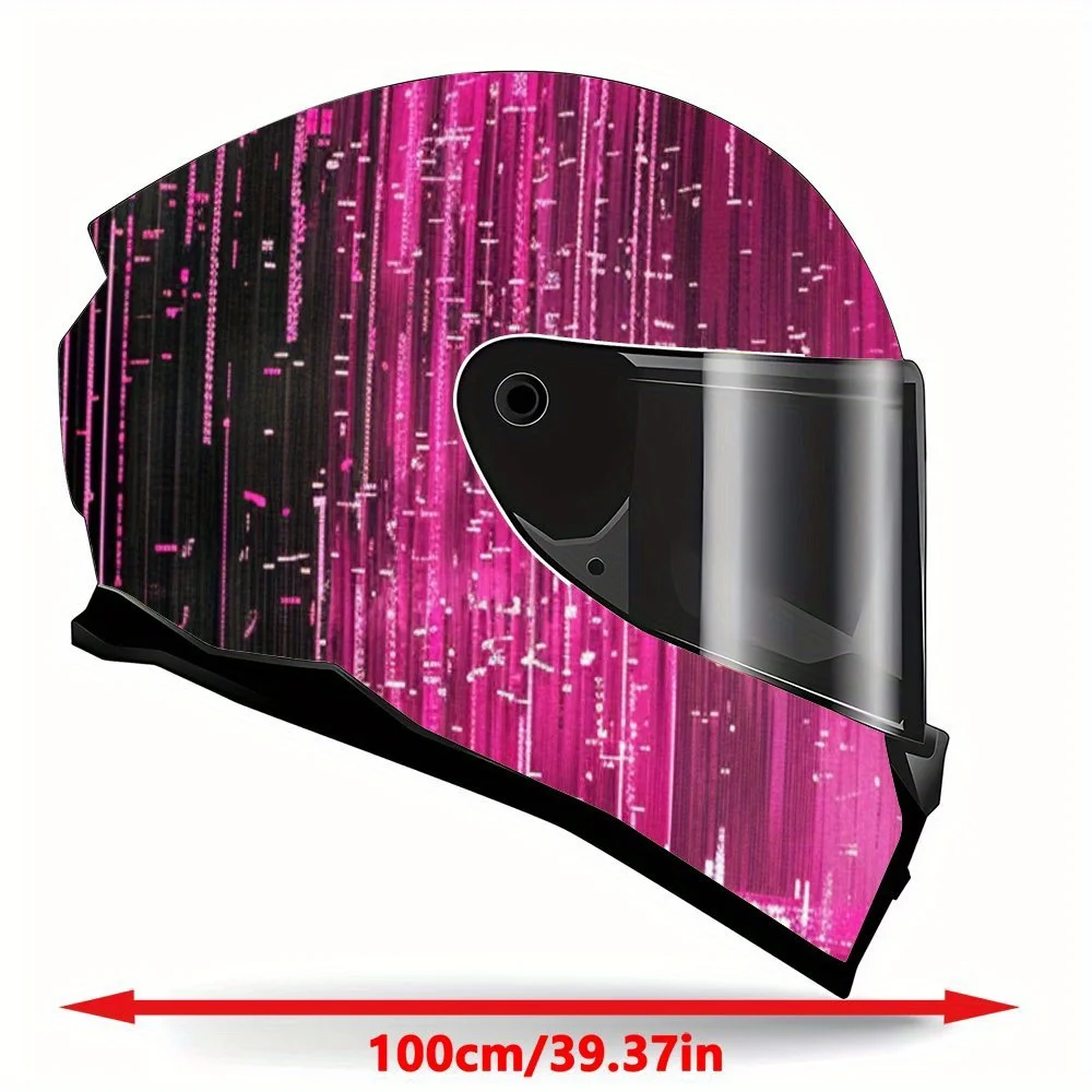 Pink Data Stream Pattern Helmet Vinyl Wrap, Waterproof Removable Decals for Motorcycle Bike Helmets, Anti-Scratch Universal Fit,