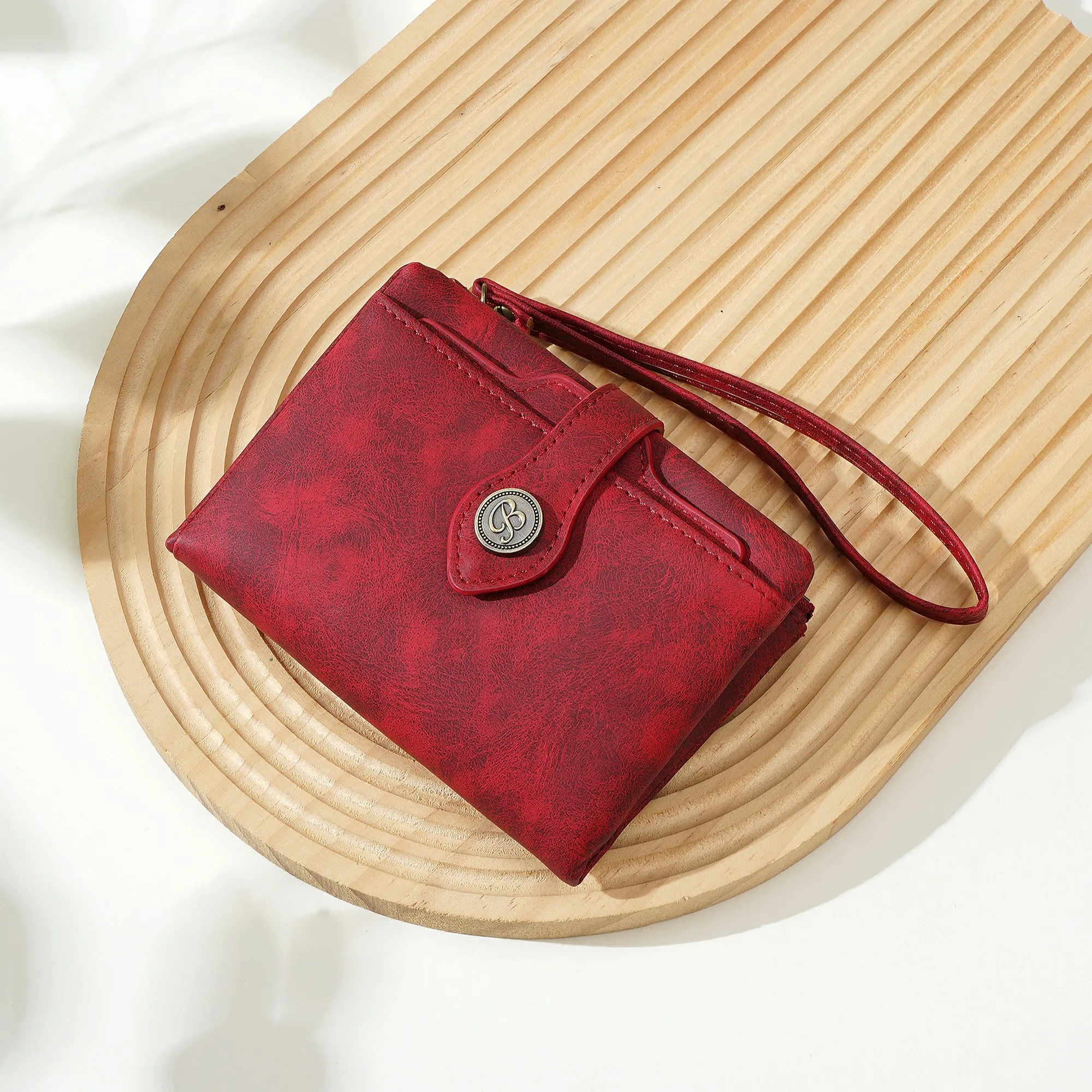 1 Stück - Baellerry Damen Vintage PU-Leder Kurzbörse mit 80% Rabatt, mit Handgelenkschlaufe, 8 Kartenfächern + Ausweisfenster + abnehmbarem Kartenhalter, praktisches Geburtstagsgeschenk für Frauen. – Detail 15