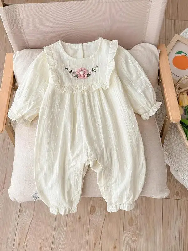 

Embroidered Pure Cotton Spring Autumn Outfit Baby Girl Rer Suit Long Sve Warm Clothes for Cling And Outdoor Activities