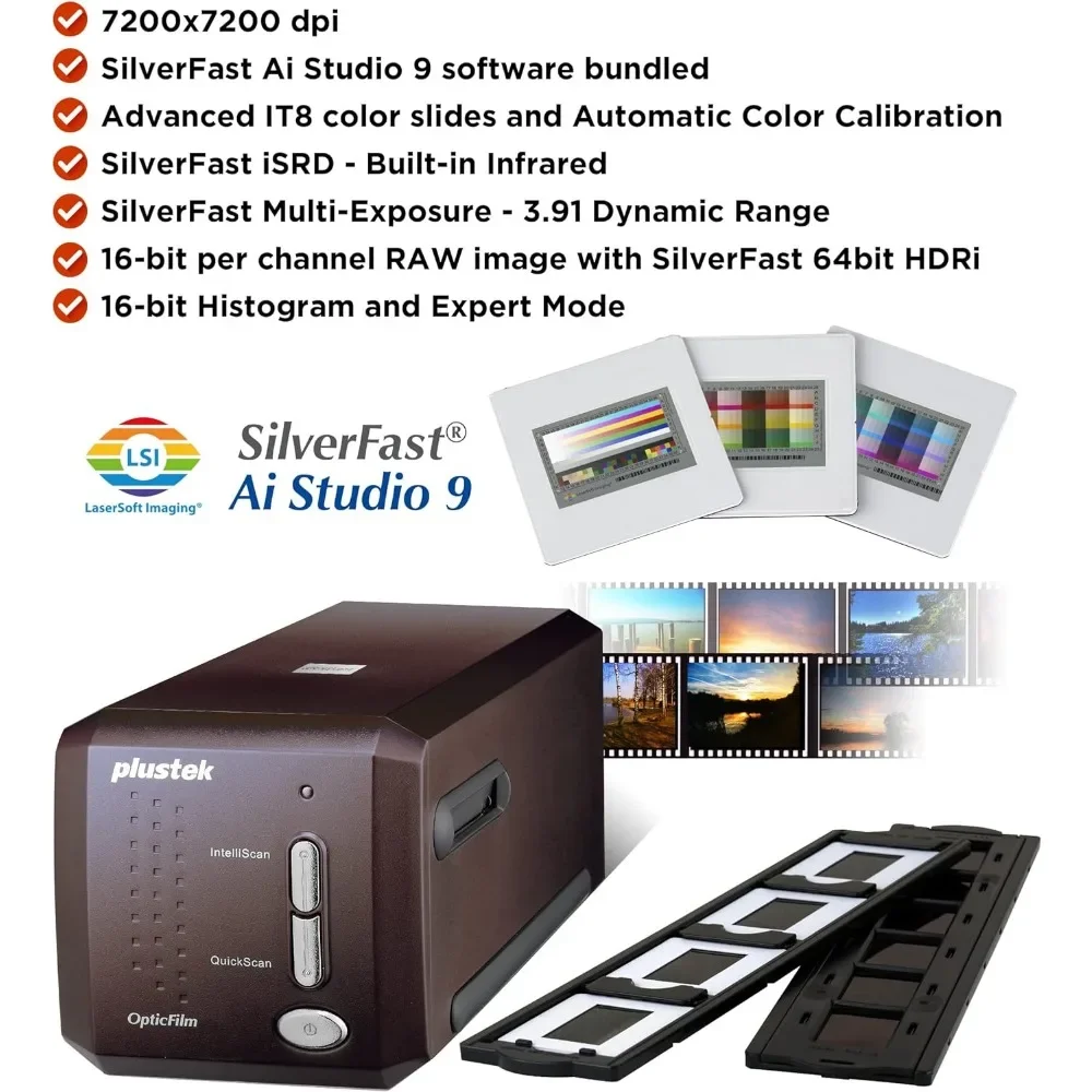 for Plustek OpticFilm 8300i Ai Film Scanner - Converts 35mm Film & Slide into Digital & SilverFast Ai Studio 9+QuickScan Plus