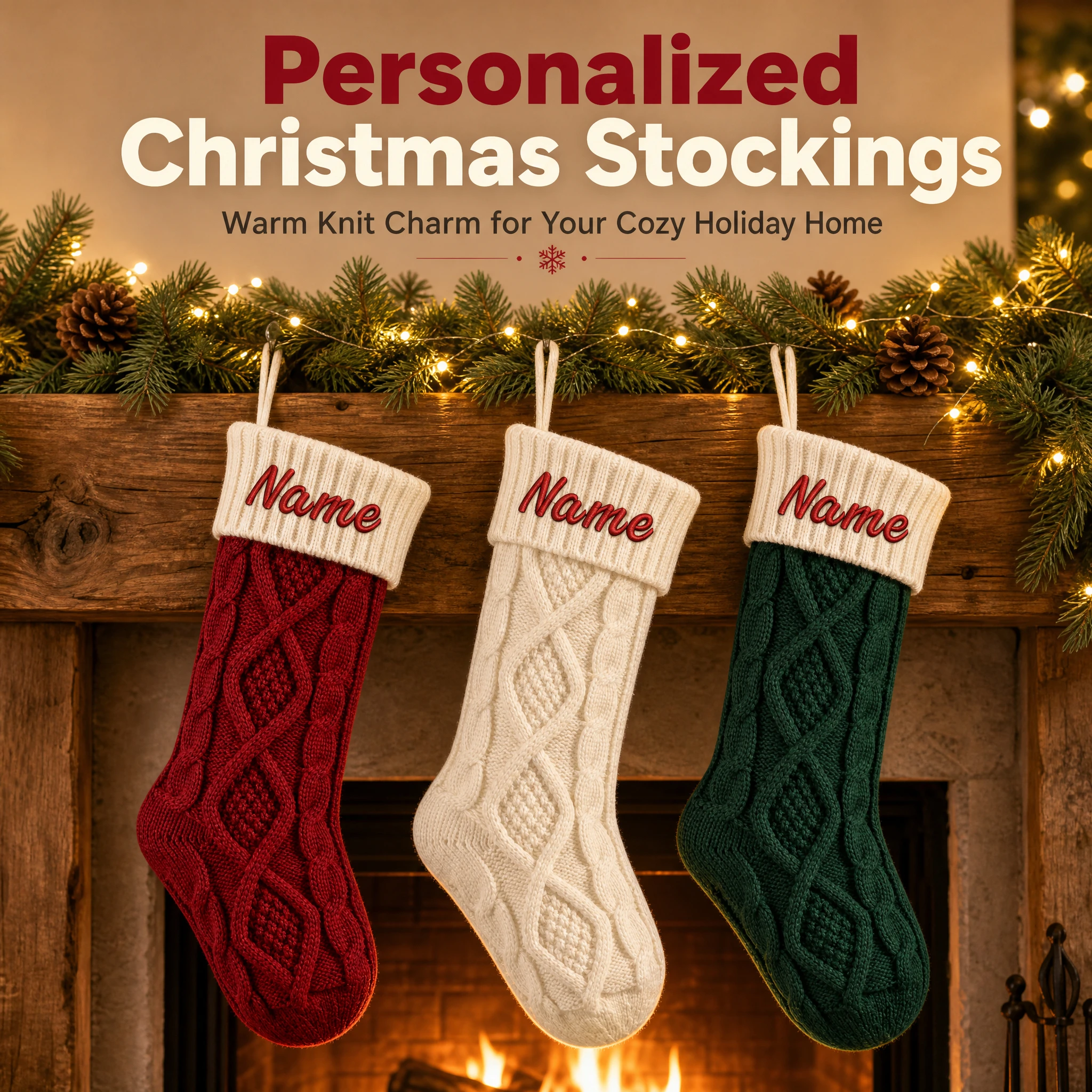 Christmas Stocking Hanging - Personalisierter, individuell bestickter Weihnachtsstrumpf mit Namen,