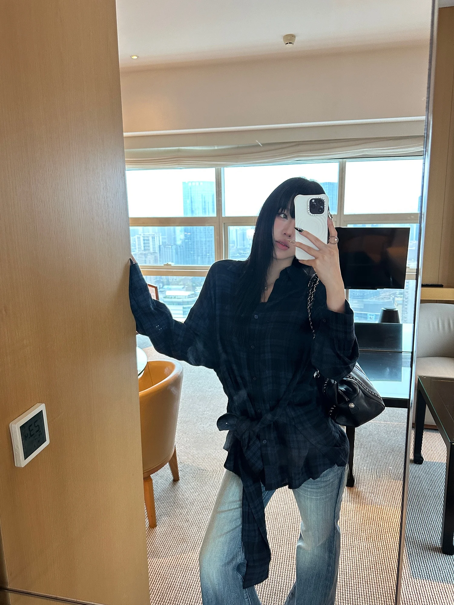 

Женское винтажное пальто Falin X свободного кроя, повседневное, с длинными рукавами, осеннее, с поясом-завязкой, в клетку, верхняя одежда, модная женская модель