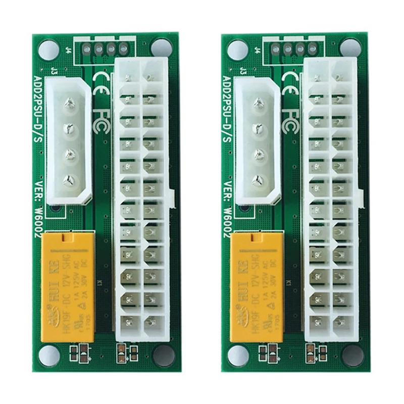 2 SZTUK Podwójny adapter zasilacza ATX 24Pin do 4Pin Power Sync Starter Card ADD2PSU Riser Adapter Extender do wydobywania BTC