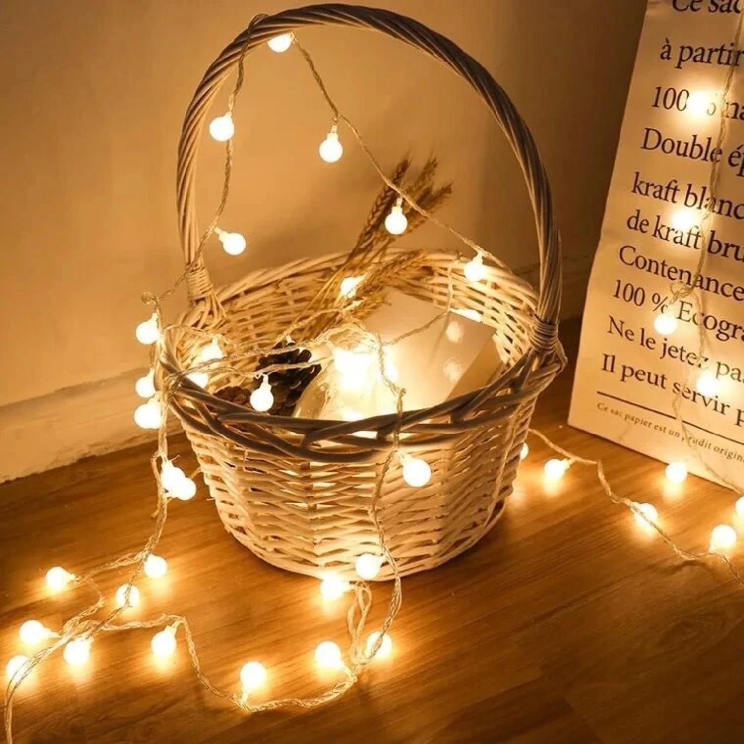 Guirxiété lumineuse boule alimentée par batterie USB, lampe d'extérieur, lumières dégradées, décoration de Noël, mariage, jardin, nouveau, 10m