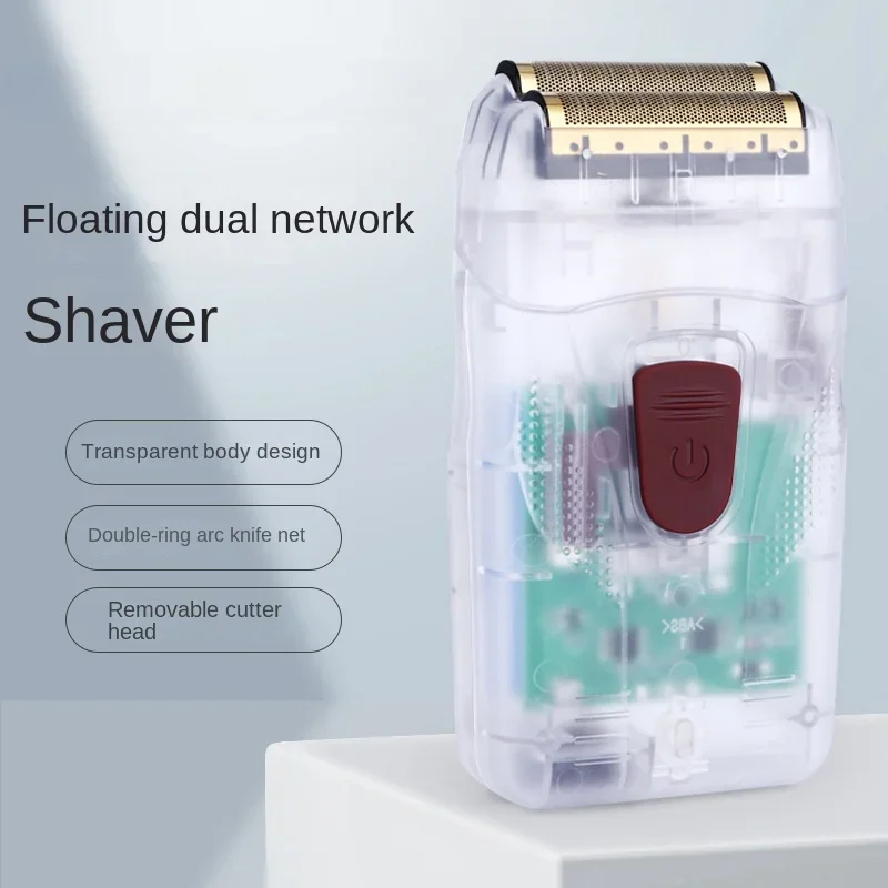 

Men's Portable Shaver Double Head Reciprocating Electric Shaver Transparent Shell Shaver Whitening Device