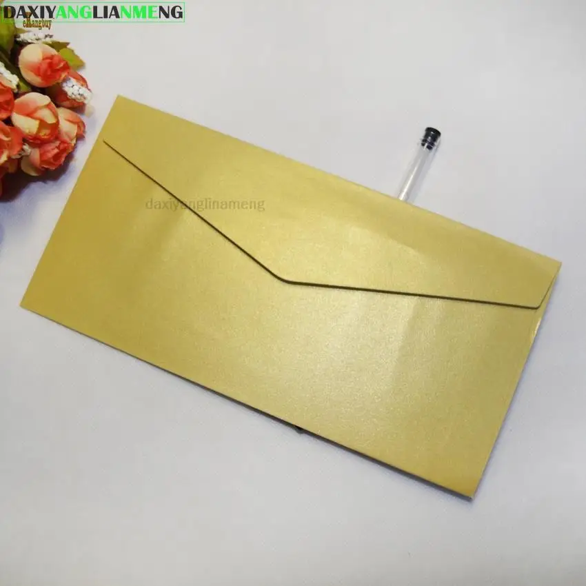 100pcs/lot 22x11cm Western-style Shiny Glossy 120gsm Thin Pearl Paper envelope,  Business Cards Wedding Invitation Gift Cards