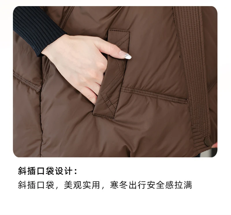 A-word Vest Down Cotton Padded Jackets Short Waistcoat Mid-Length Slim Hooded Autumn Winter Jackets Solid Women's Coats Trend