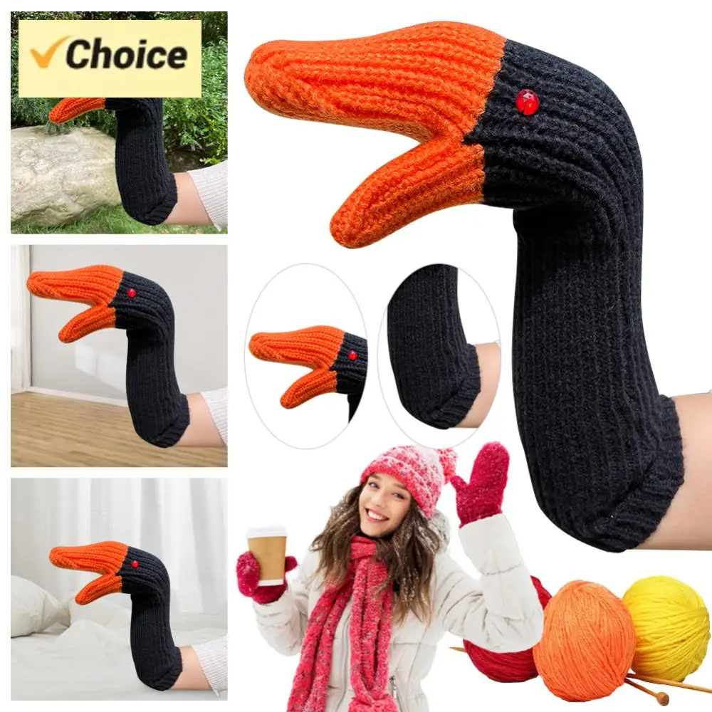 

Варежки с изображением лебедя, вязаные перчатки с лебедем, каваи, теплые варежки с животными, креативные морозостойкие перчатки, зимние согревающие товары