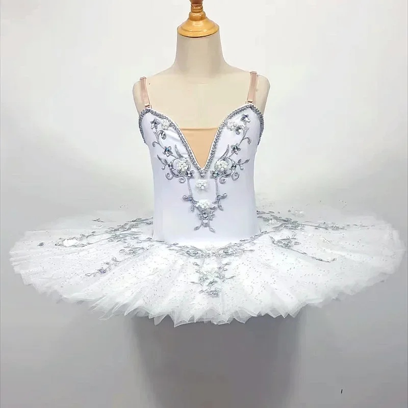 White Seuqined Children Ballet Tutu Dress Swan Lake Girl Dancing Costumes Ballet Adulto Ballerina Ballet Outfit For Girls