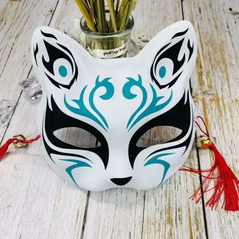 

Black Style Cosplay Cat Full Face Mask Japanese Style Decorative Makeup Mask Plastic Animal Mask Costumes Props Accessories
