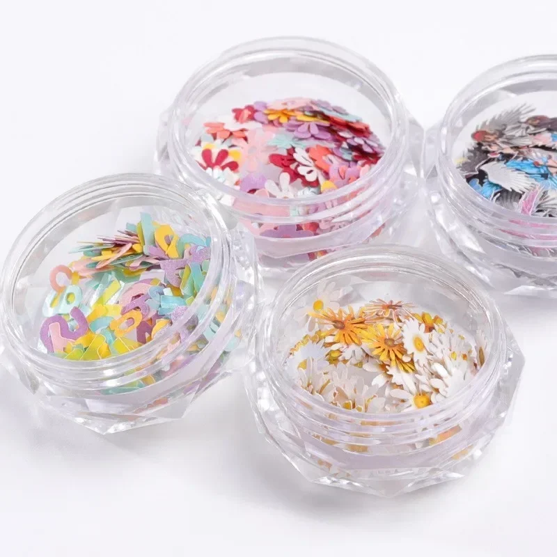 

New Colorful 12 Flower Animal Letter Mixed Nail Ornament Patch Flower Star Wood Pulp Sheet Nail Enhancement